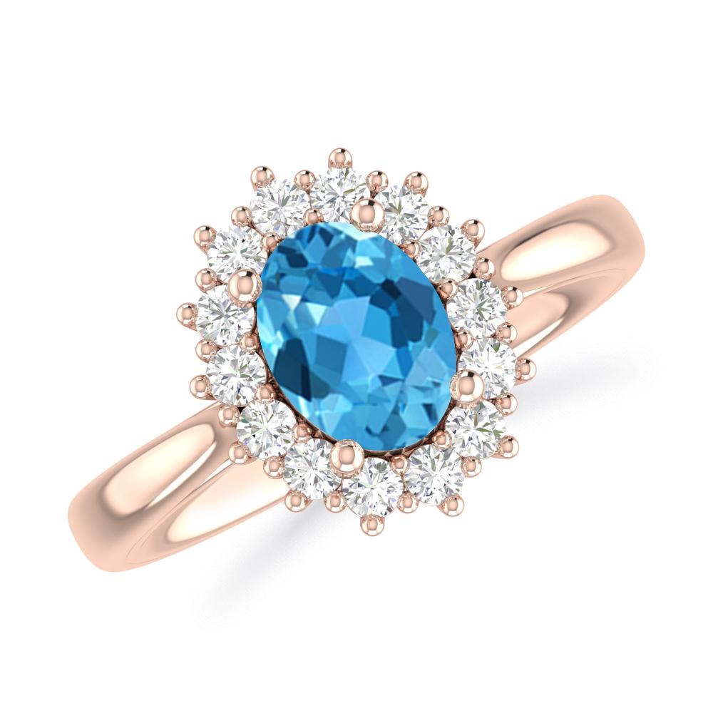 Rose Gold - Blue Topaz