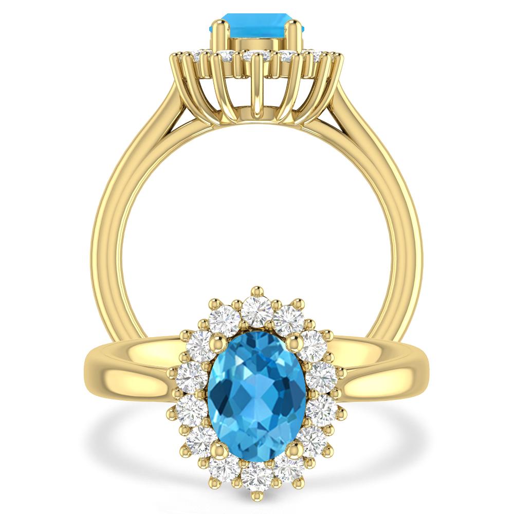 Yellow Gold - Blue Topaz