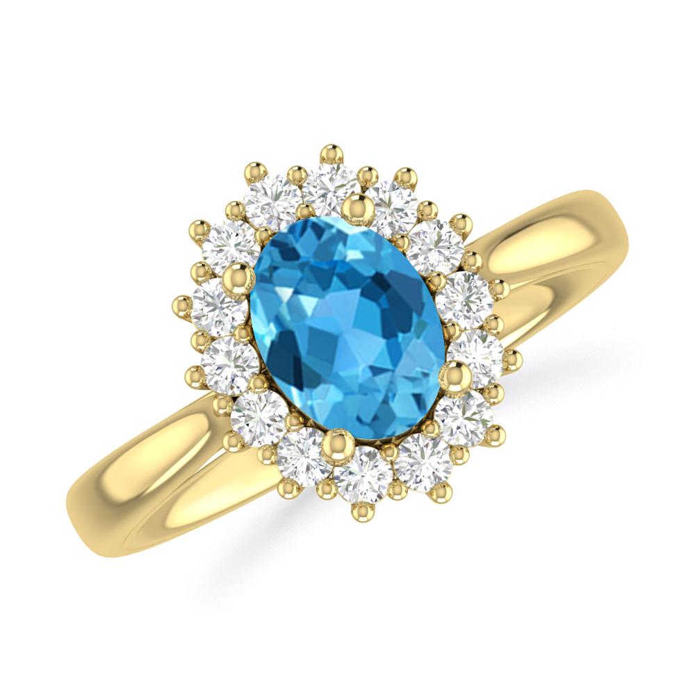 Yellow Gold - Blue Topaz