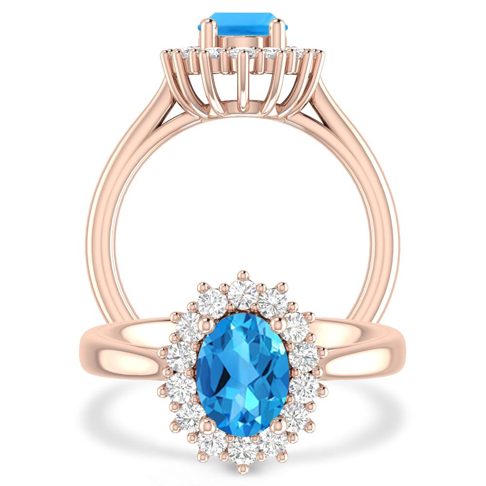 Rose Gold - Blue Topaz