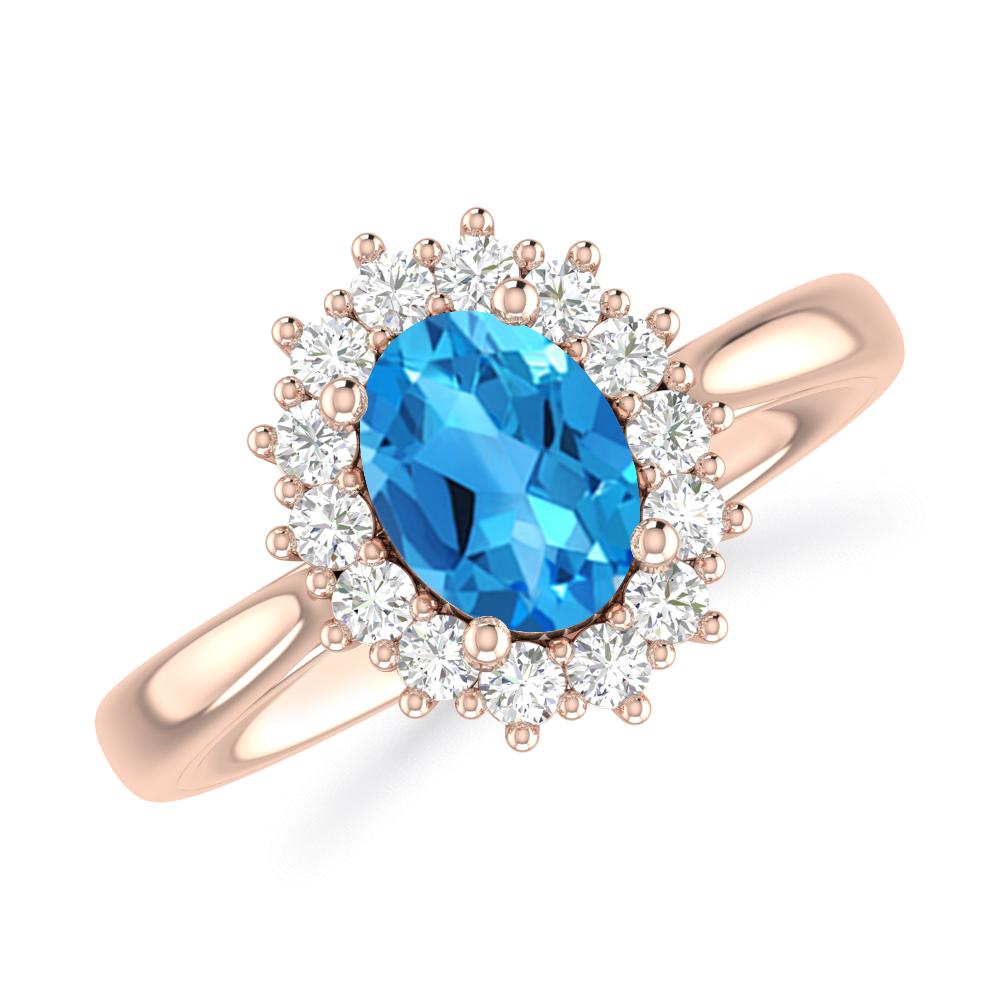 Rose Gold - Blue Topaz