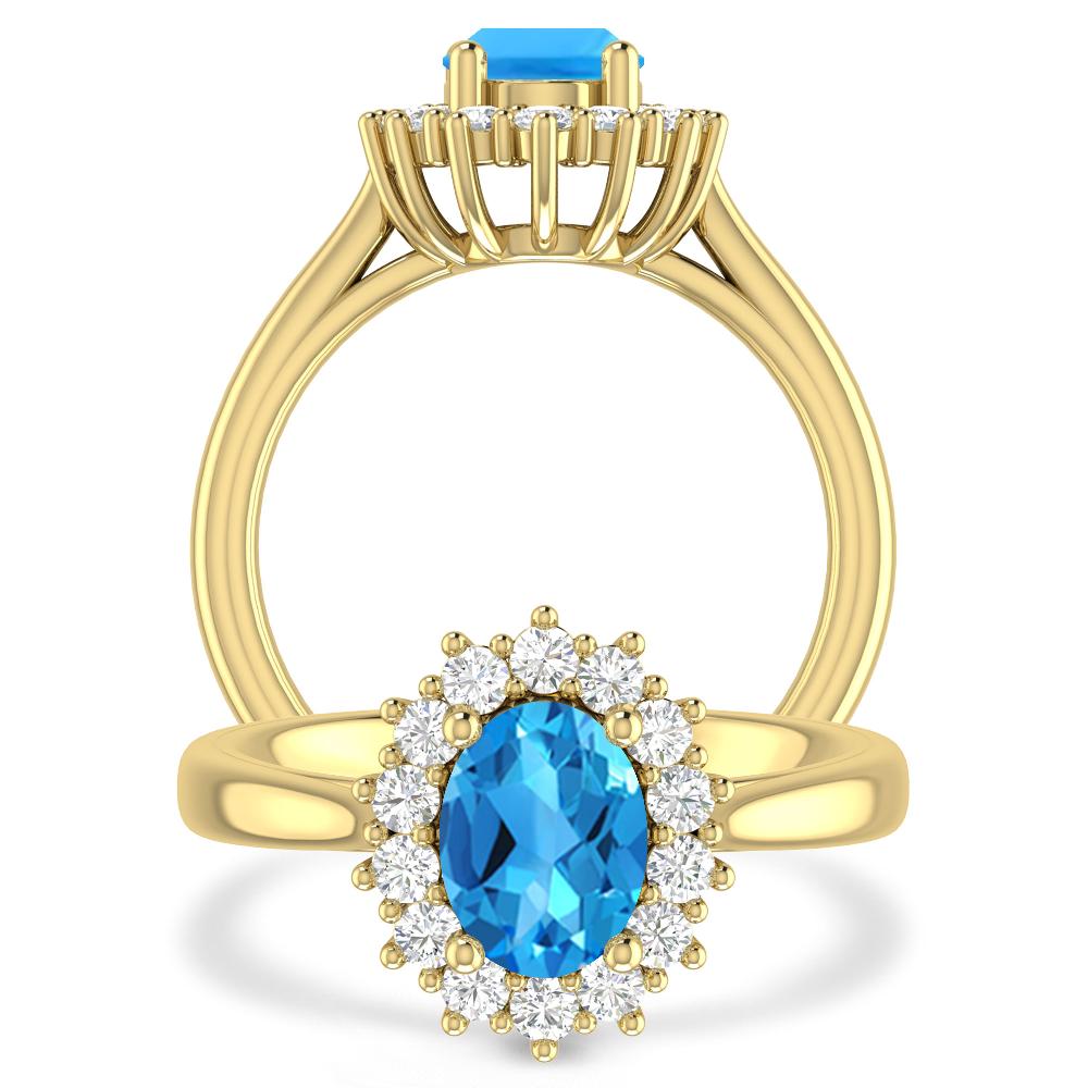 Yellow Gold - Blue Topaz