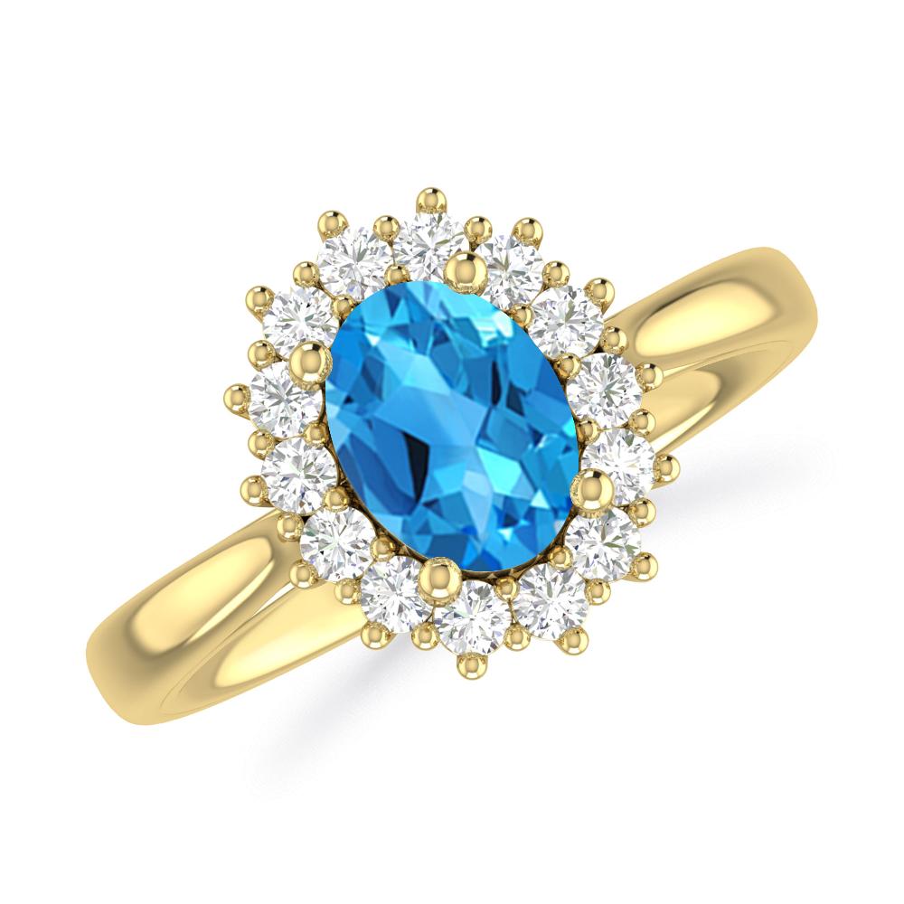 Yellow Gold - Blue Topaz