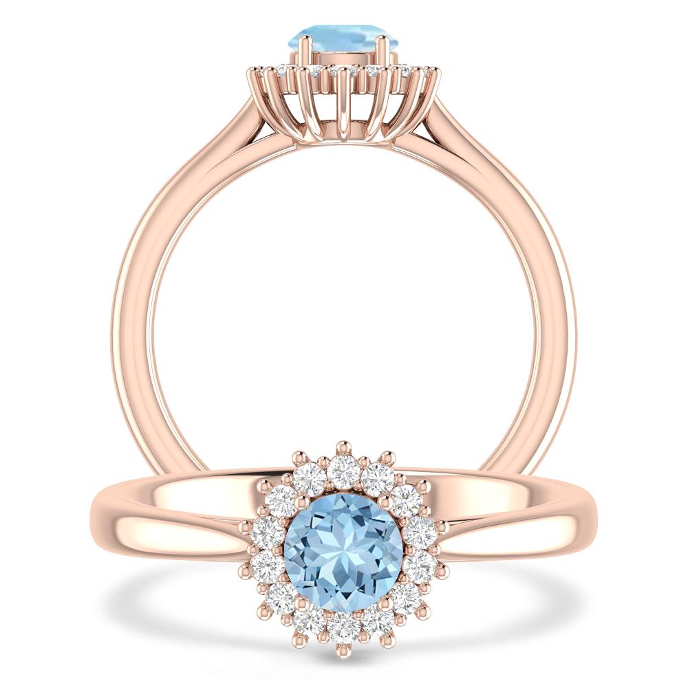 Rose Gold - Aquamarine