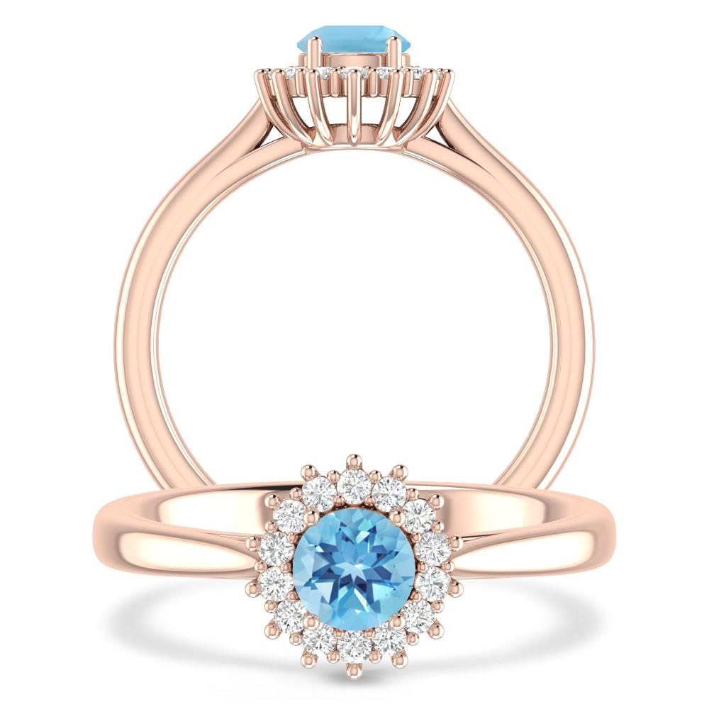 Rose Gold - Blue Topaz