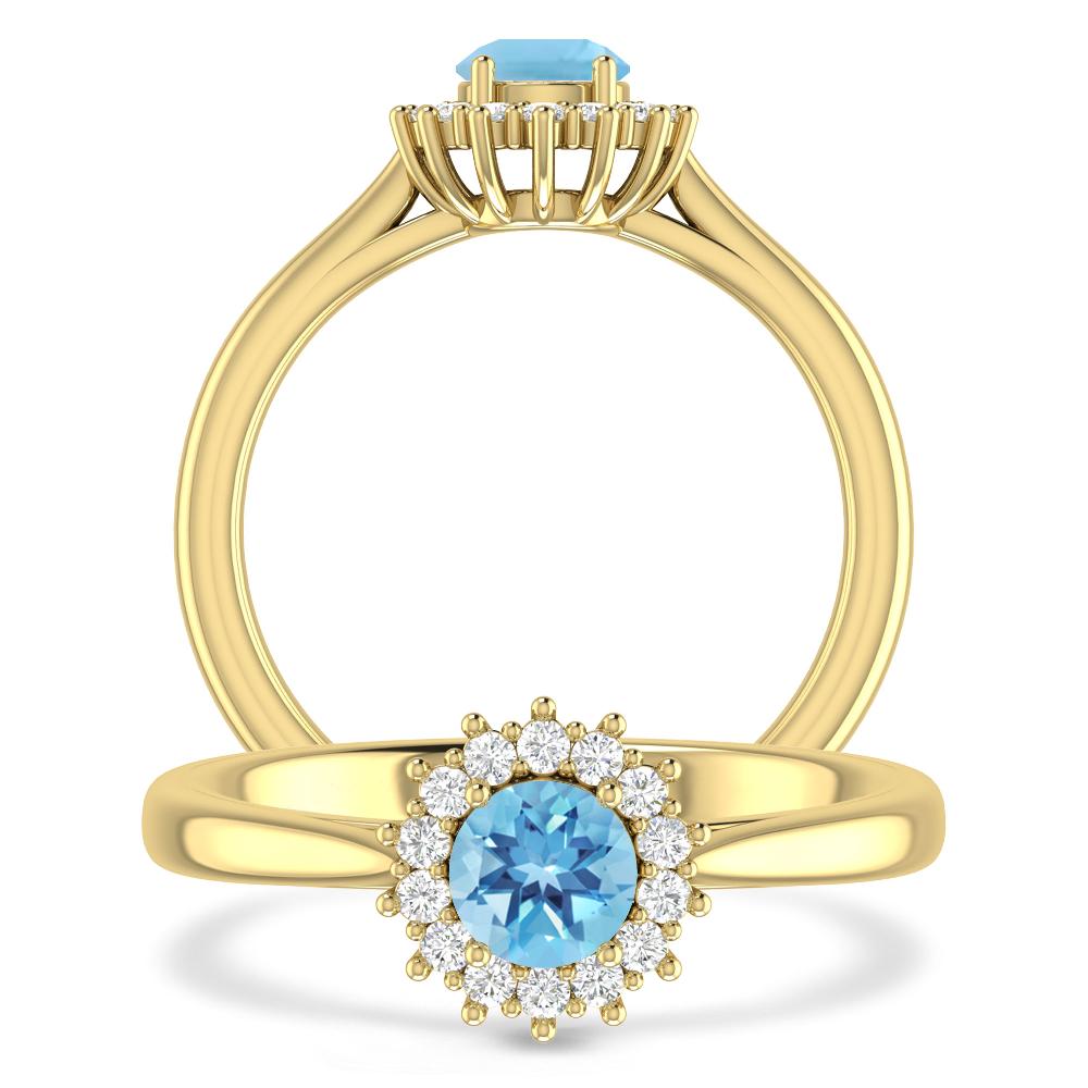 Yellow Gold - Blue Topaz