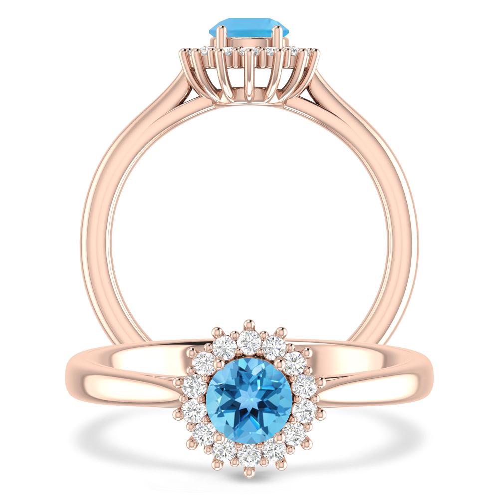 Rose Gold - Blue Topaz