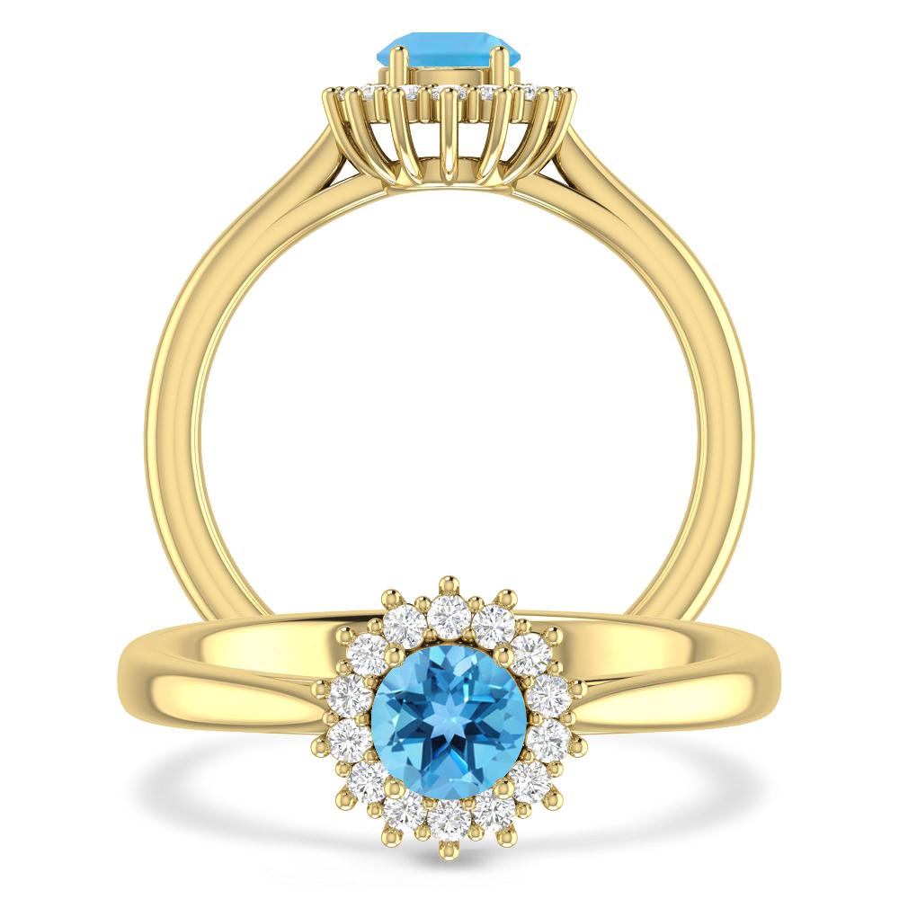 Yellow Gold - Blue Topaz