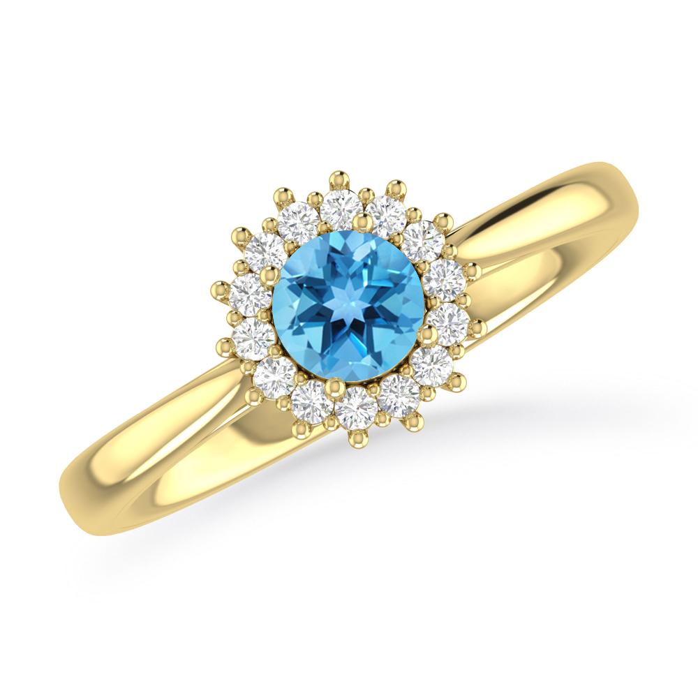 Yellow Gold - Blue Topaz