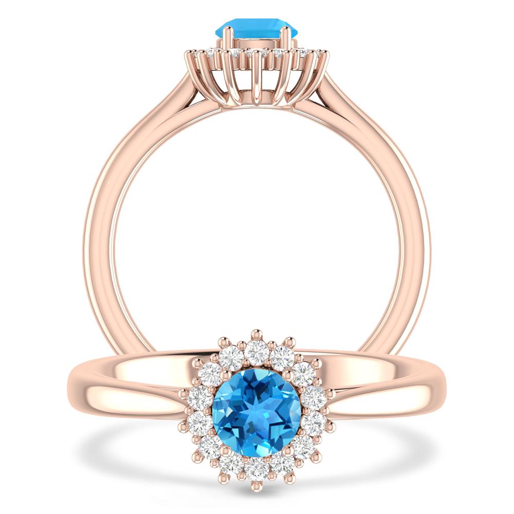 Rose Gold - Blue Topaz