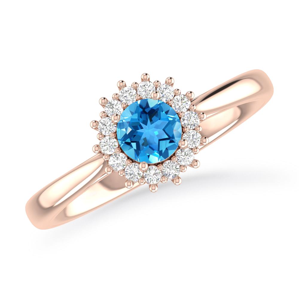 Rose Gold - Blue Topaz