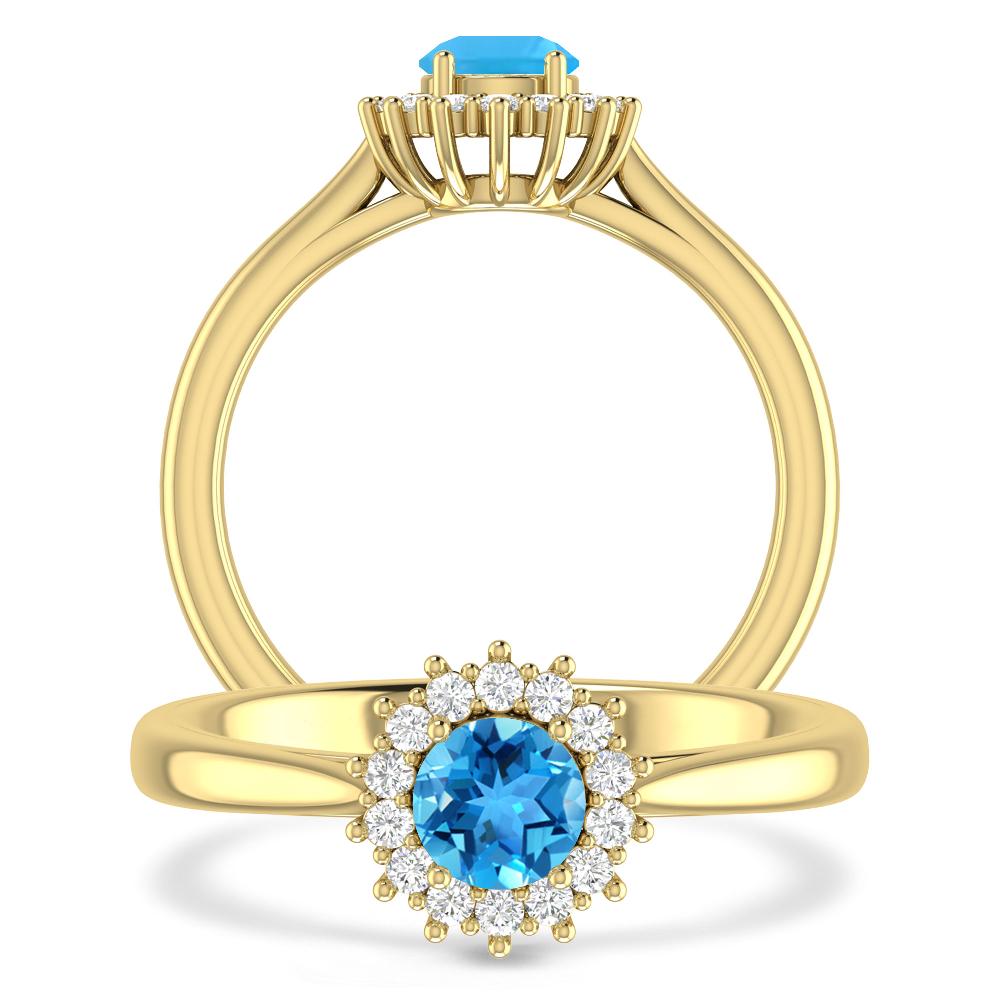 Yellow Gold - Blue Topaz