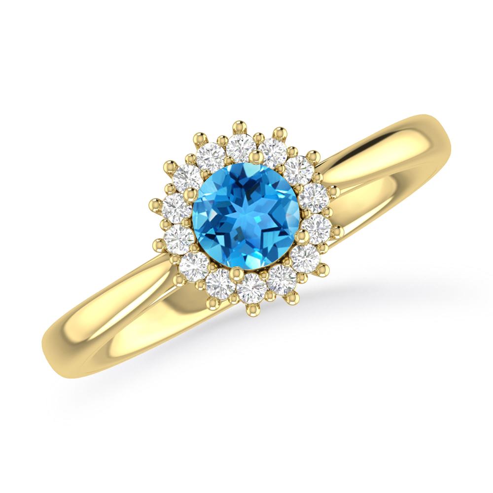 Yellow Gold - Blue Topaz