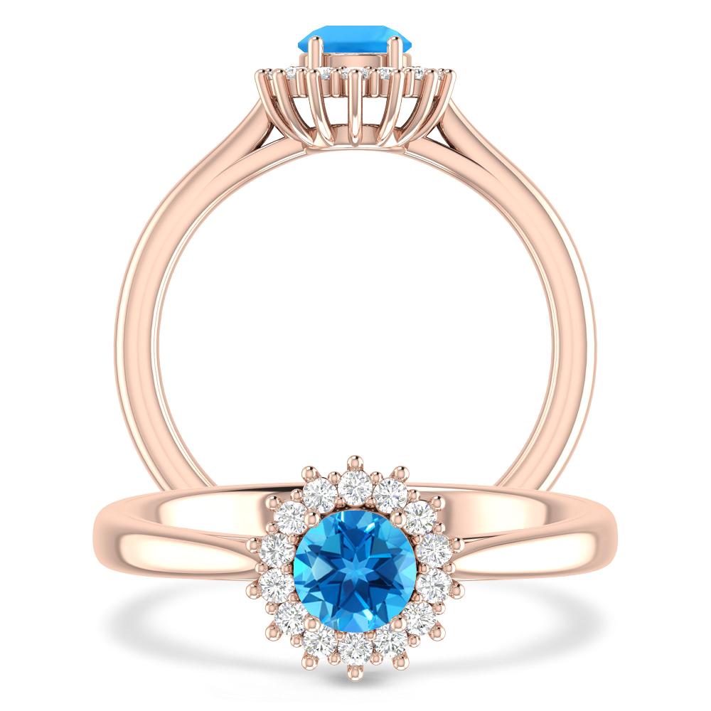 Rose Gold - Blue Topaz