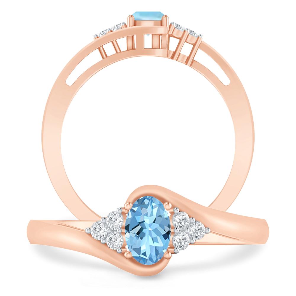 Rose Gold - Aquamarine