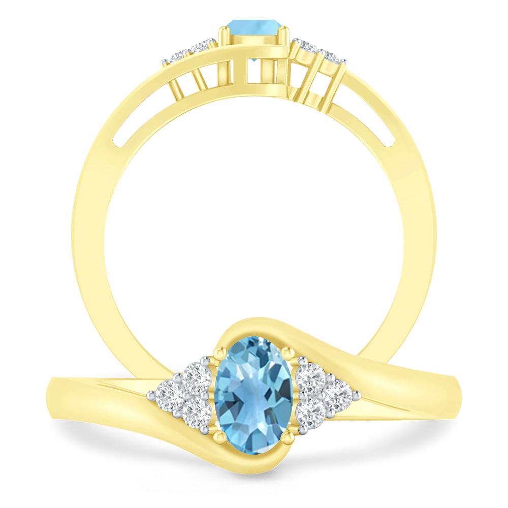 Yellow Gold - Blue Topaz