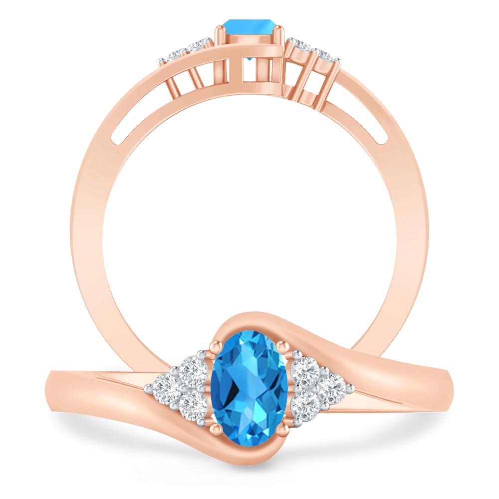 Rose Gold - Blue Topaz