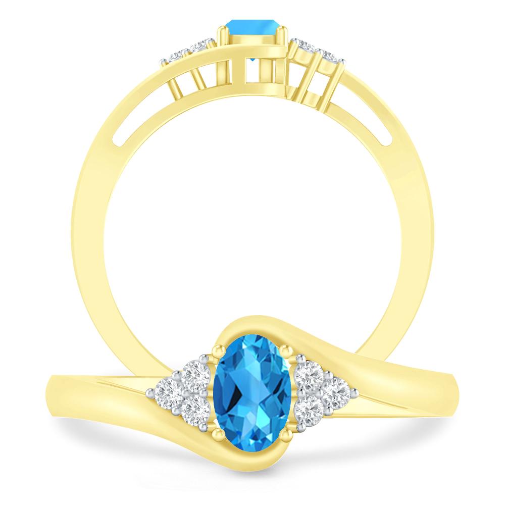 Yellow Gold - Blue Topaz