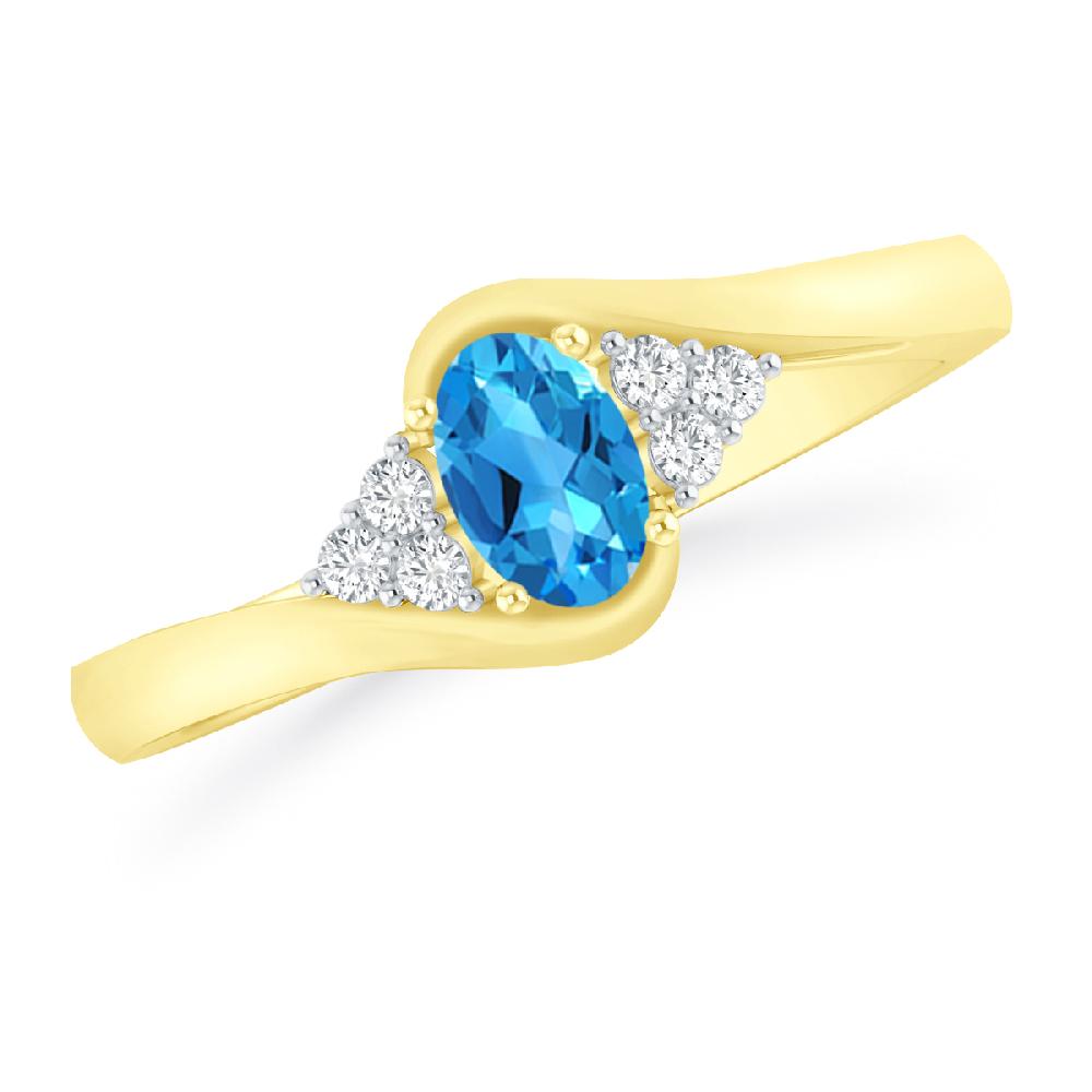 Yellow Gold - Blue Topaz