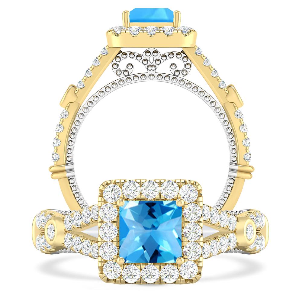 Yellow Gold - Blue Topaz