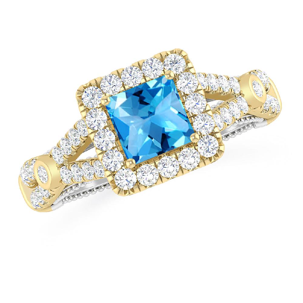 Yellow Gold - Blue Topaz