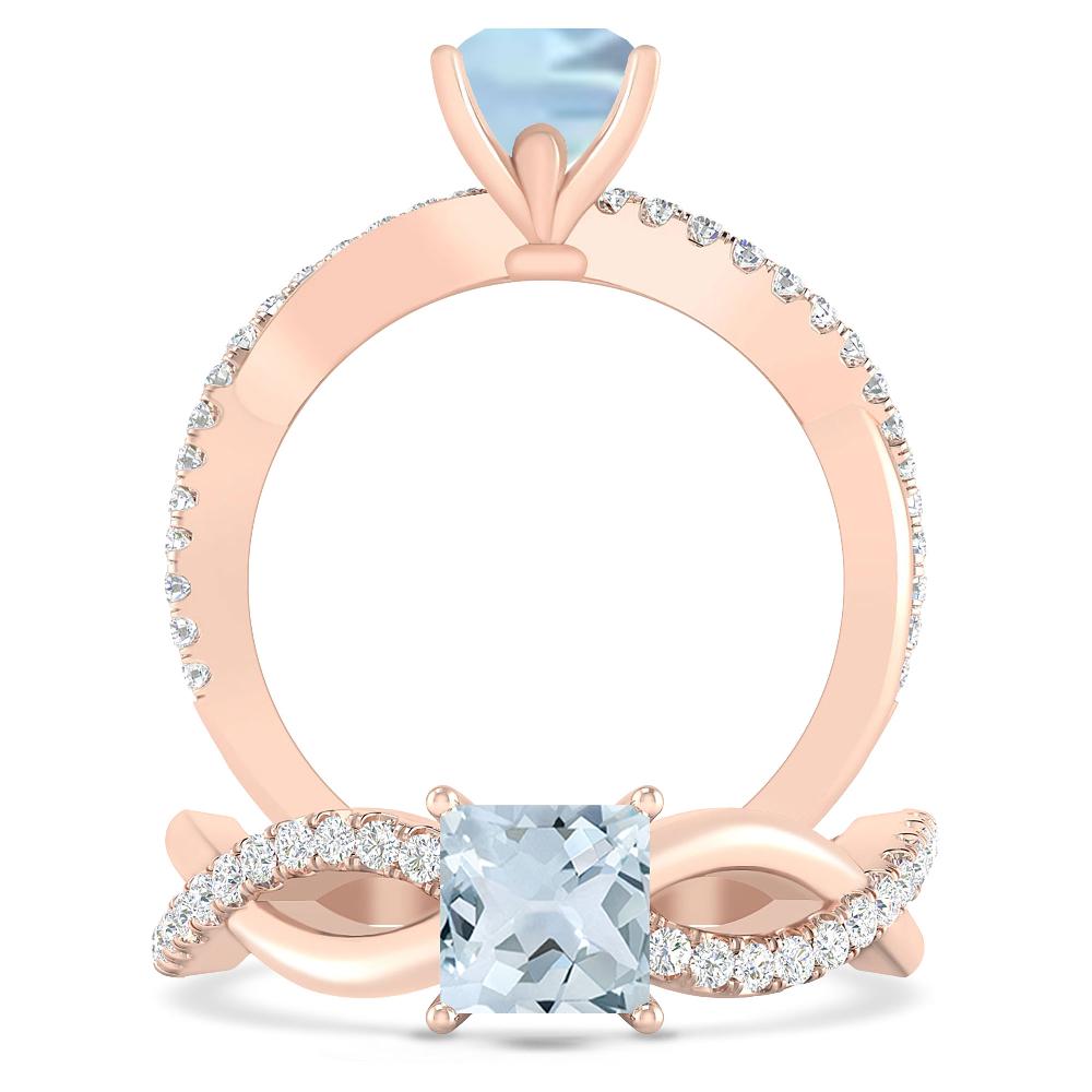 Rose Gold - Aquamarine