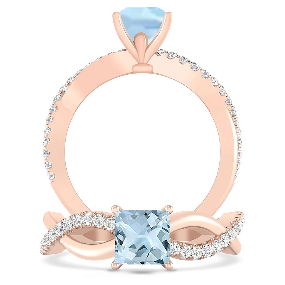 Rose Gold - Aquamarine