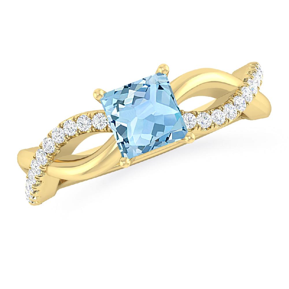 Yellow Gold - Aquamarine