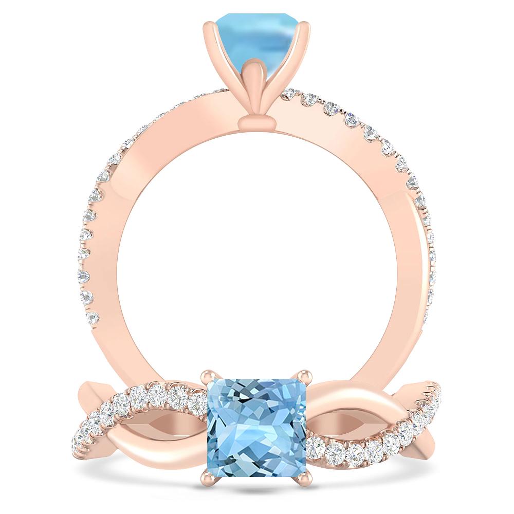 Rose Gold - Aquamarine