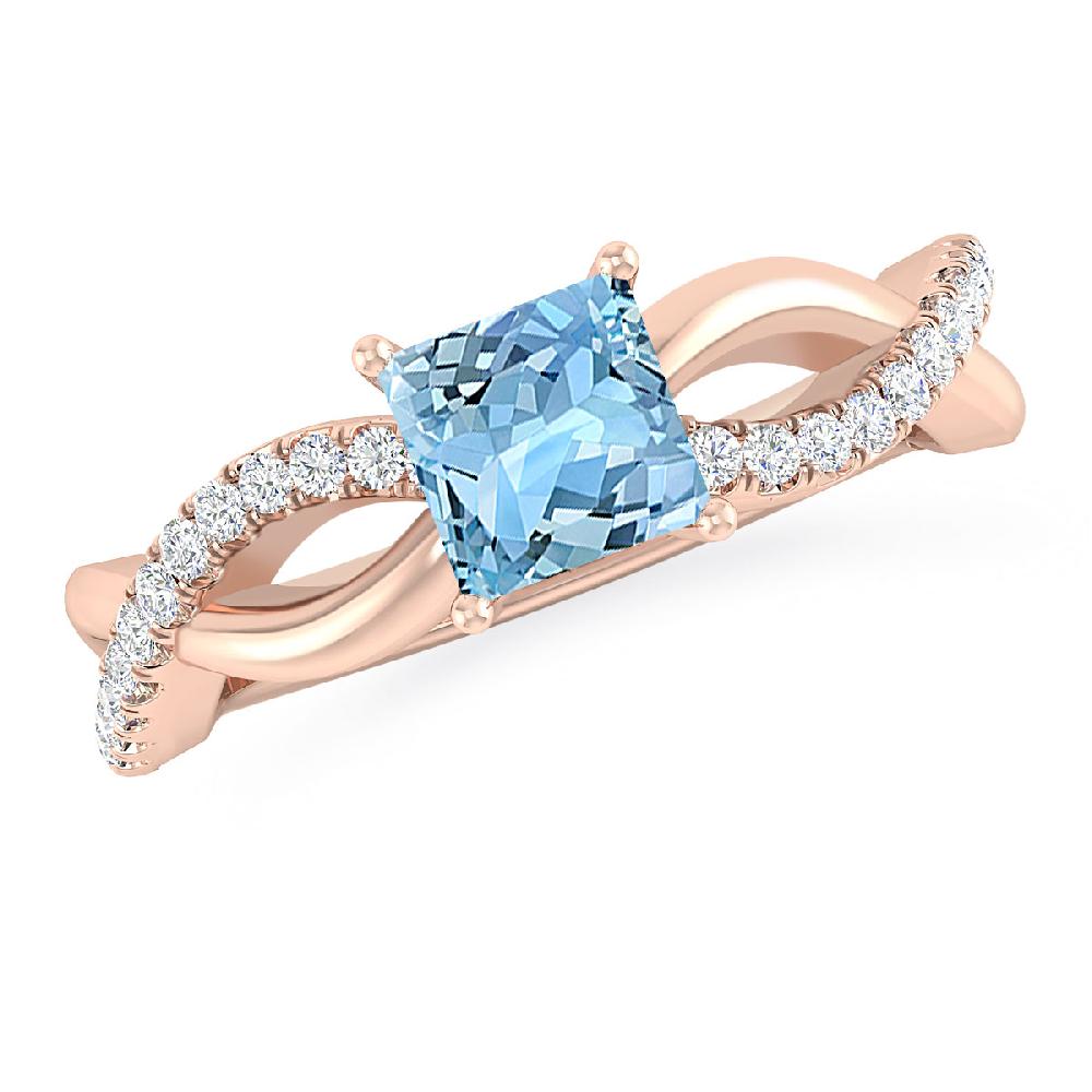 Rose Gold - Aquamarine