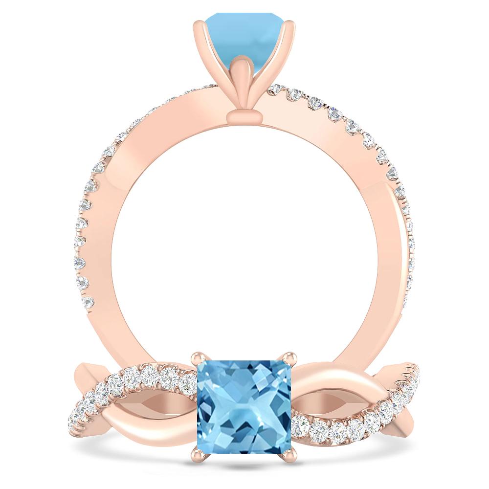 Rose Gold - Blue Topaz