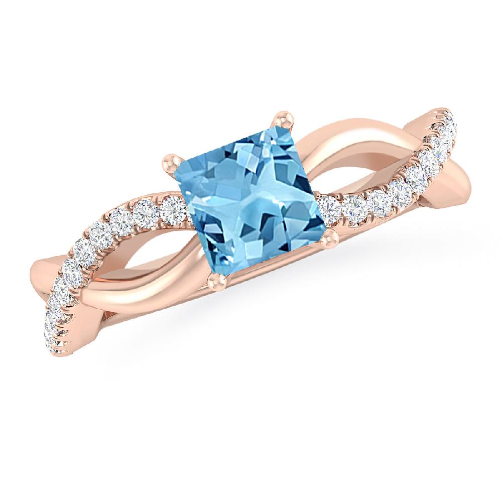 Rose Gold - Blue Topaz