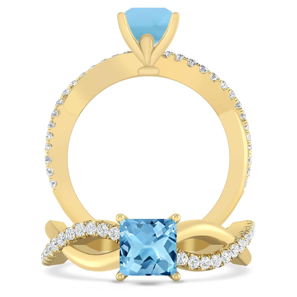 Yellow Gold - Blue Topaz