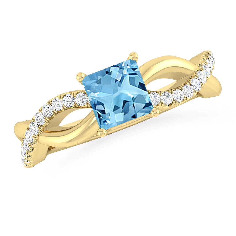 Yellow Gold - Blue Topaz