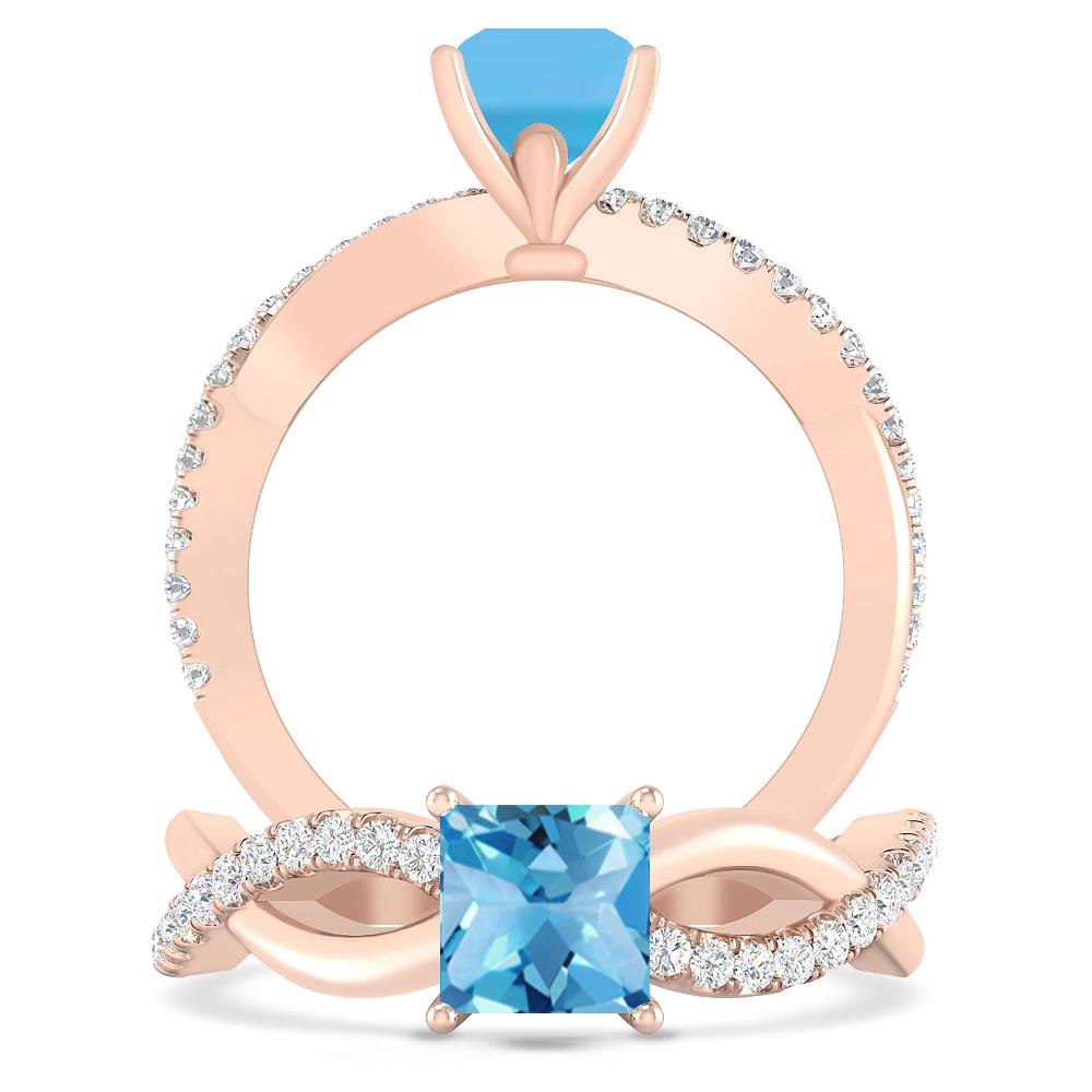 Rose Gold - Blue Topaz