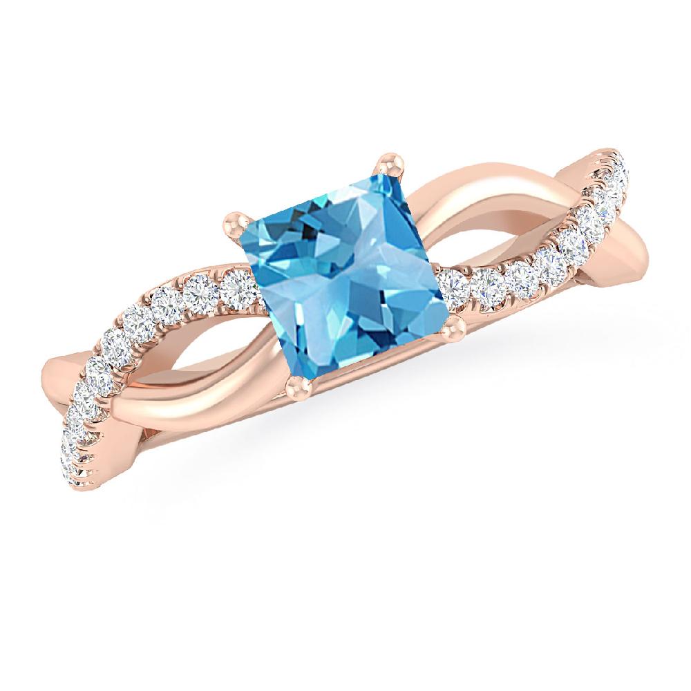 Rose Gold - Blue Topaz