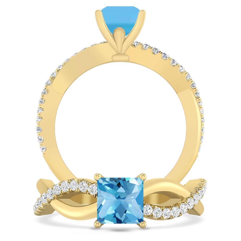 Yellow Gold - Blue Topaz