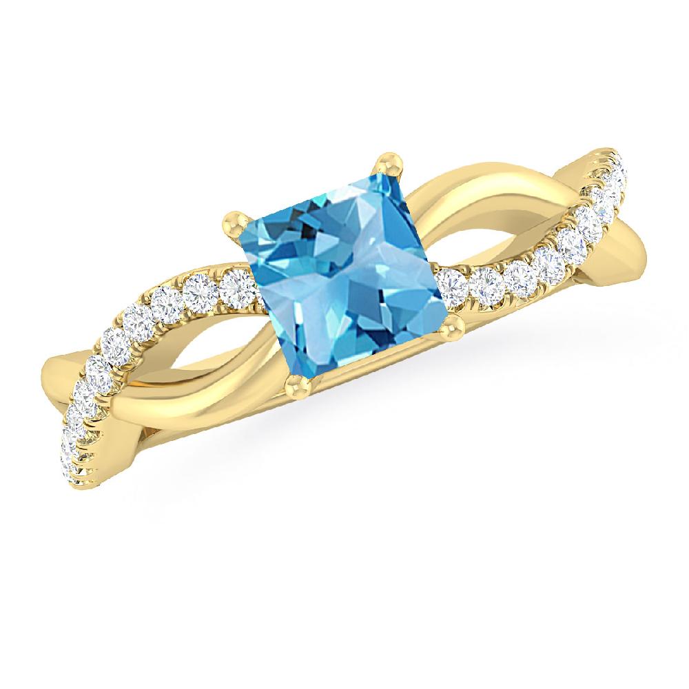 Yellow Gold - Blue Topaz