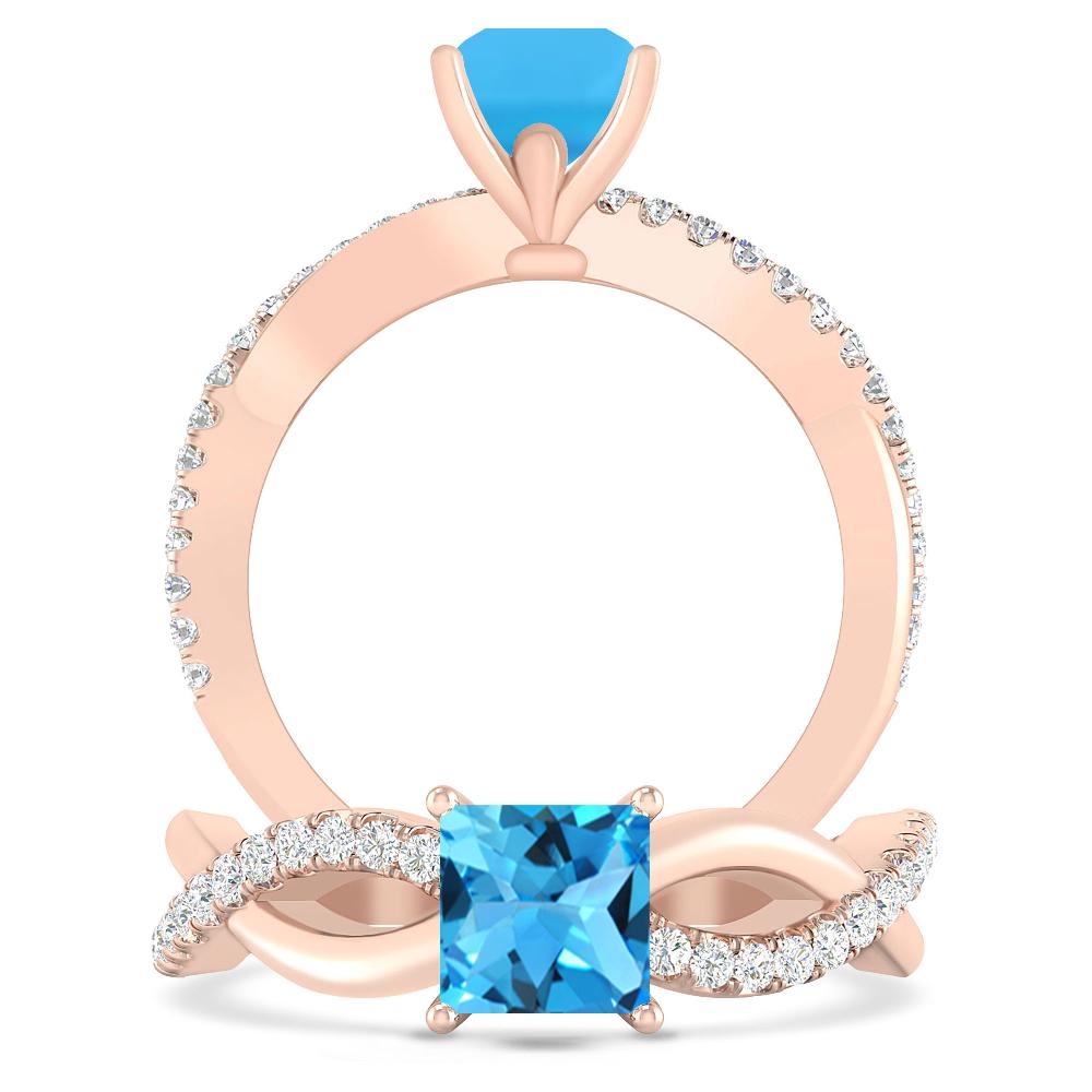 Rose Gold - Blue Topaz