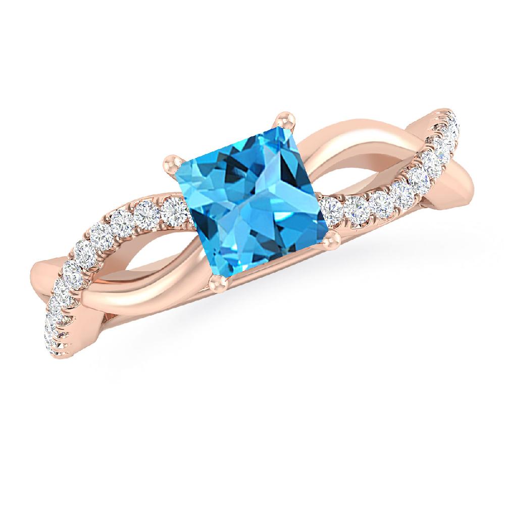 Rose Gold - Blue Topaz