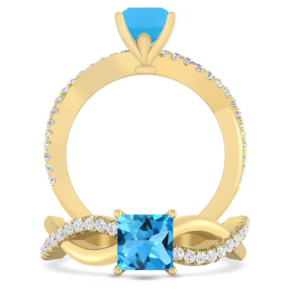 Yellow Gold - Blue Topaz