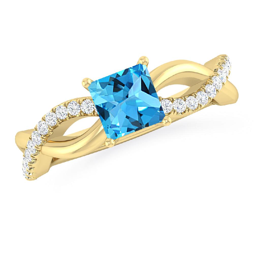 Yellow Gold - Blue Topaz