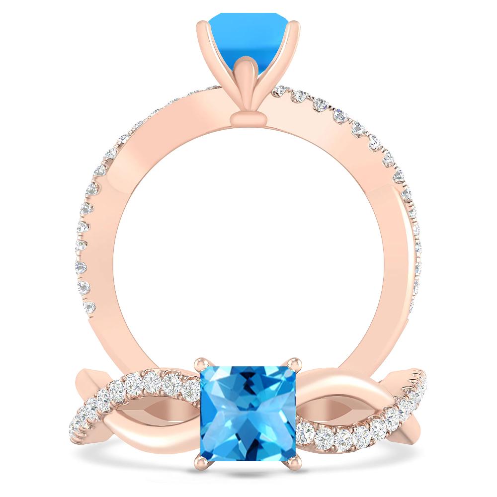 Rose Gold - Blue Topaz