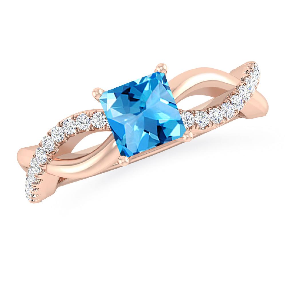 Rose Gold - Blue Topaz