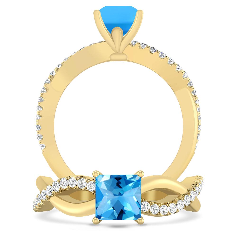 Yellow Gold - Blue Topaz