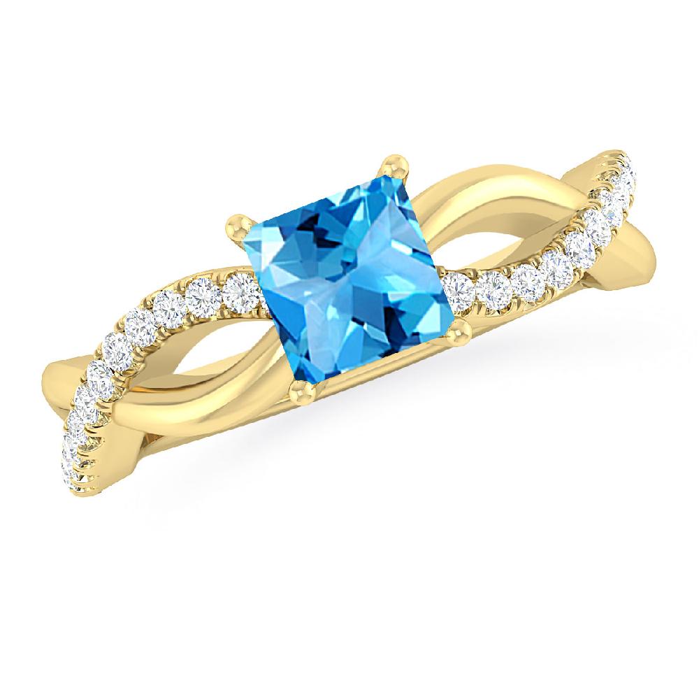 Yellow Gold - Blue Topaz